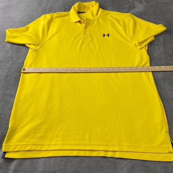 Under Armour Shirt Mens L Yellow Heat Gear Short Sleeve Golf Polo Sports Loose - Picture 5 of 10